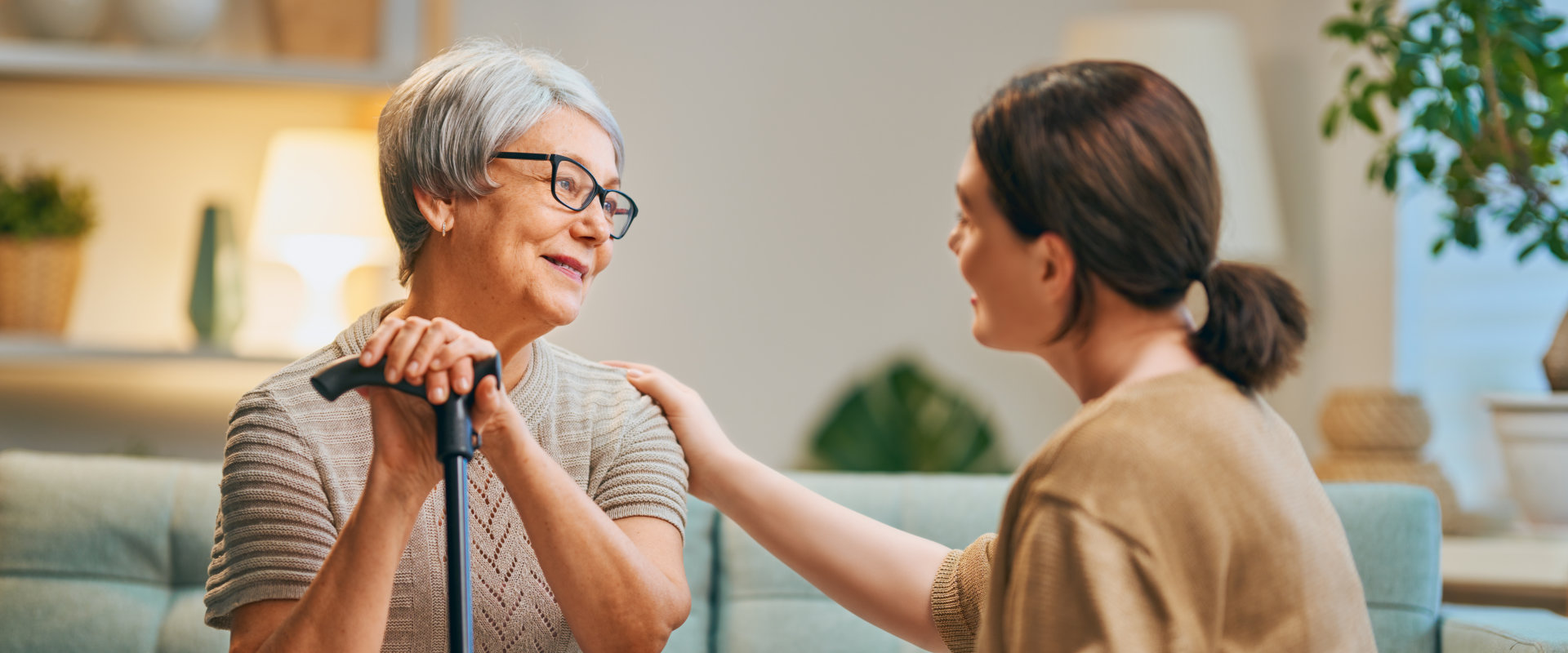 caregiver talking to elderly