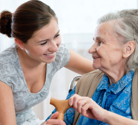 nurse comforting senior