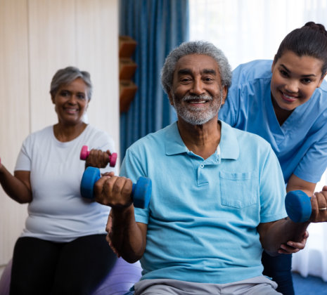 nurse helping senior