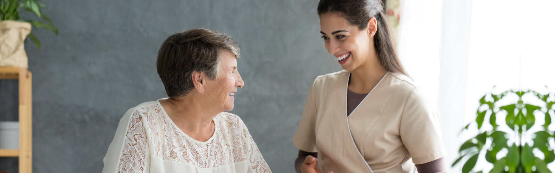 nurse talking to senior