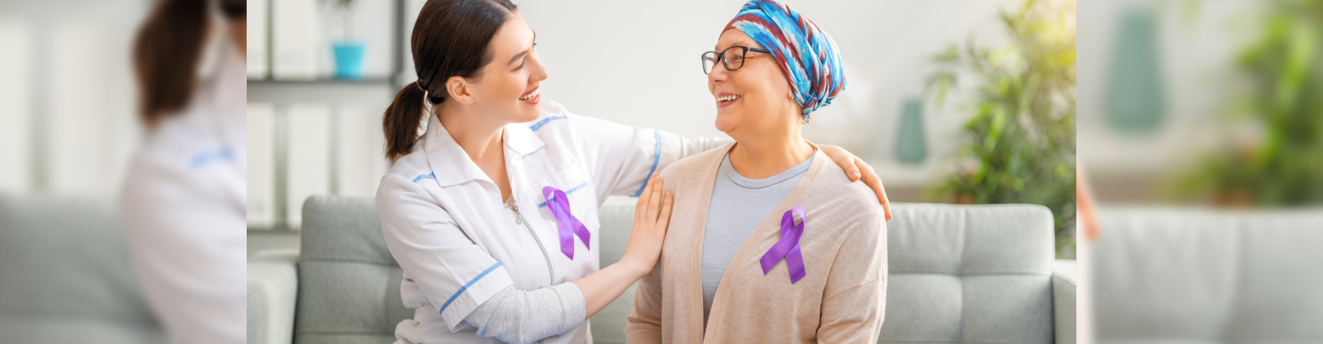 female nurse caring a elderly woman